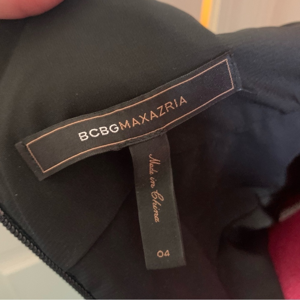 BCBG Max Azaria Black Stretch Taffeta Cocktail Dress size 4, Asymmetrical Bow - Picture 5 of 5